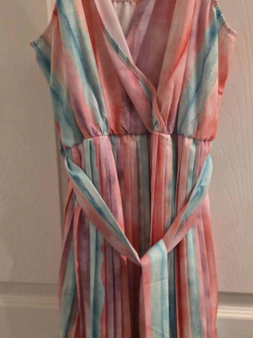 SHEIN Pink Blue Stripe Mini Dress